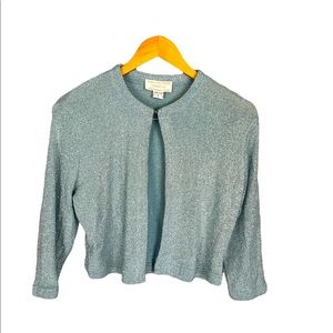 Y2K blue metallic shrug Jessica Mcclintok Gunne Sax